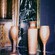 Walnut goblets and vase